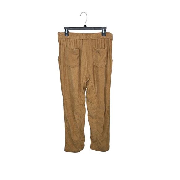 Hunter & Brown Tan Corduroy High Rise Pants Pockets Elastic Waist Size Large - Picture 2 of 6